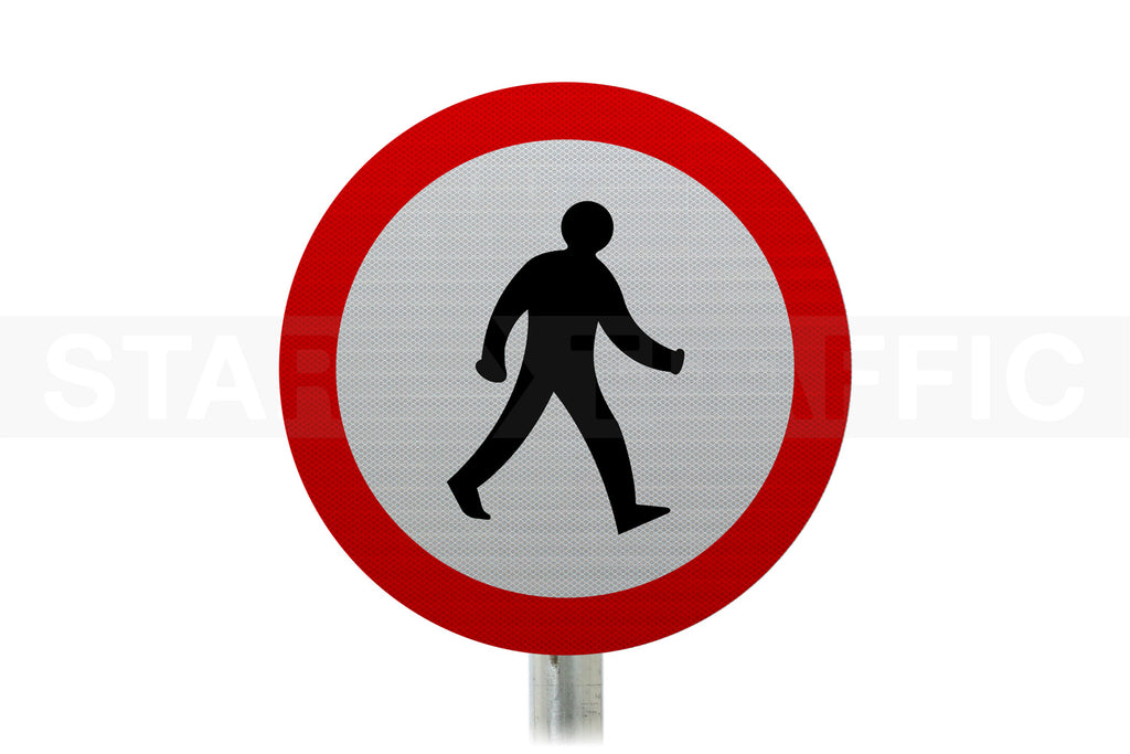 Pedestrians Prohibited Post Mounted Sign - Dia 625.1 R2/RA2 (Face Only)