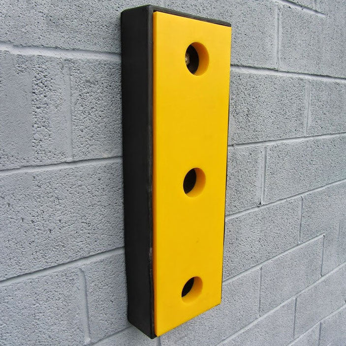 Yellow Rectangular Polyethylene Dock Bumper (Black Rubber Frame)