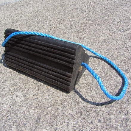 Rubber Aircraft Wheel Chock With Blue Rope Handle