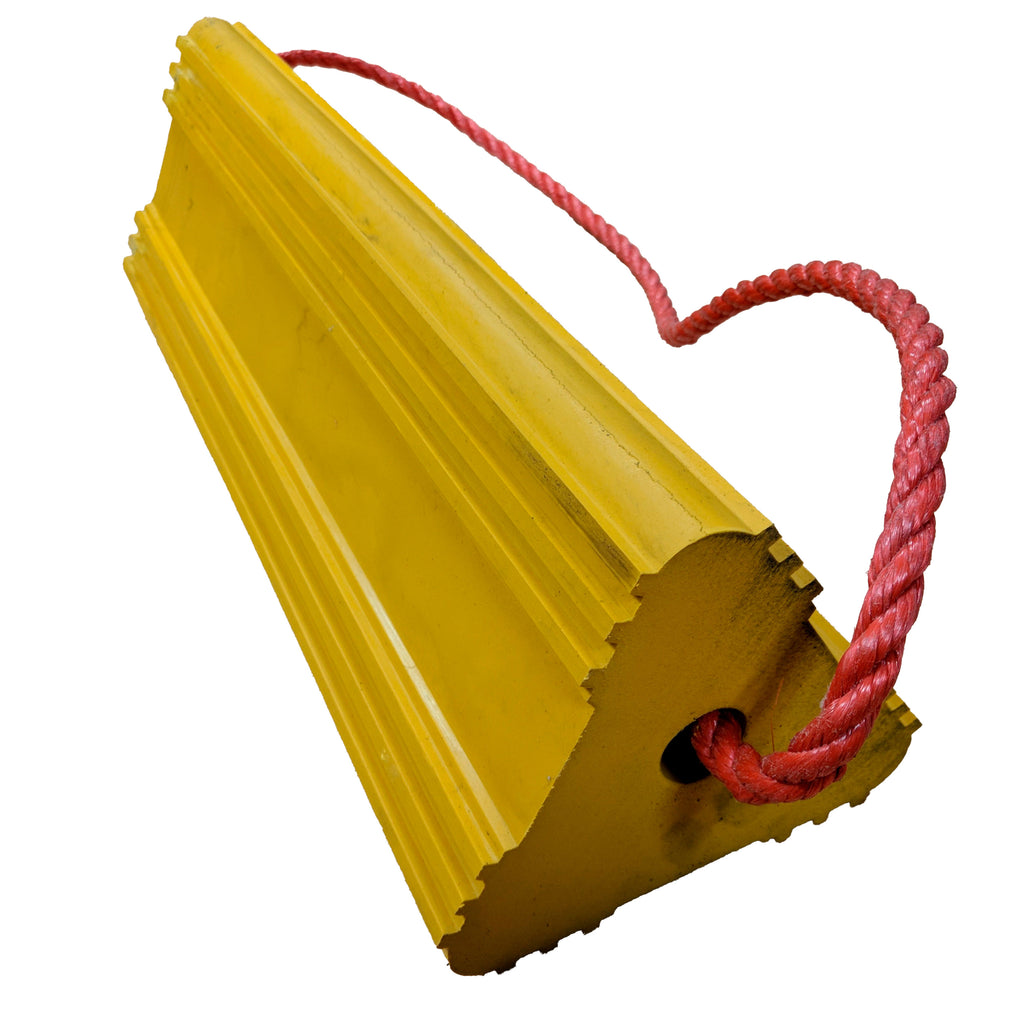 Yellow Rubber Aircraft Wheel Chock - 175 x 160 x 500