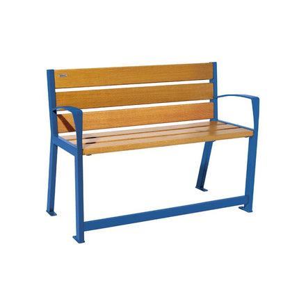 Procity Silaos Mobility Seat Bench (1.2m / Light Oak Stained PEFC Oak Slats / Gentian Blue RAL 5010)