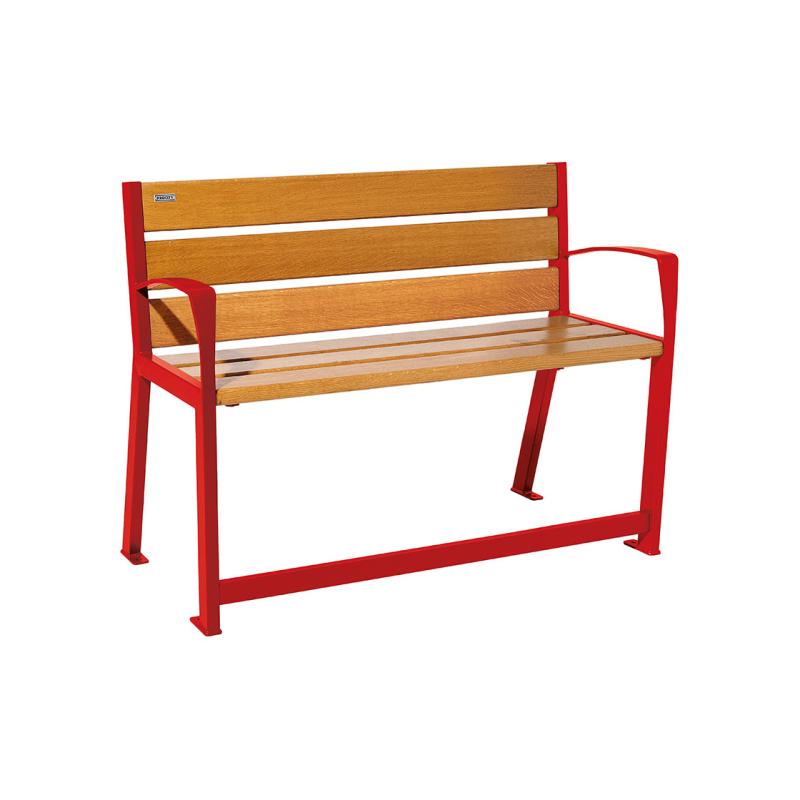 Procity Silaos Mobility Seat Bench (1.2m / Light Oak Stained PEFC Oak Slats / Traffic Red RAL 3020)