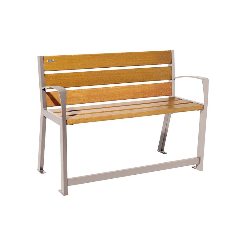 Procity Silaos Mobility Seat Bench (1.2m / Light Oak Stained PEFC Oak Slats / Silk Grey RAL 7044)