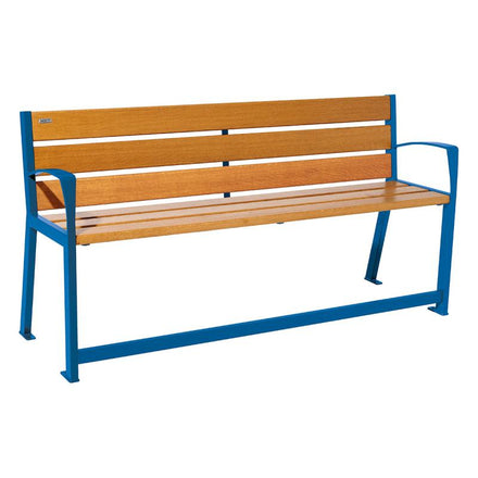 Procity Silaos Mobility Seat Bench (1.8m / Light Oak Stained PEFC Oak Slats / Gentian Blue RAL 5010)