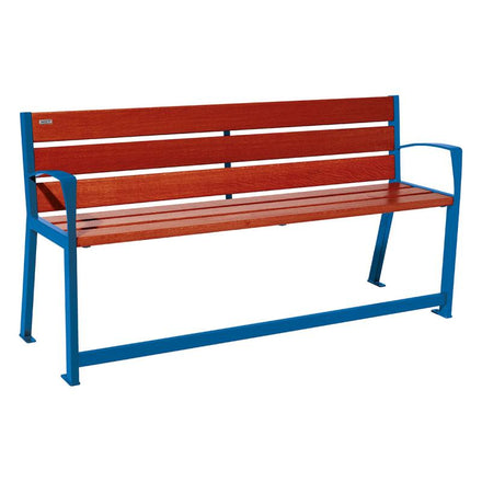 Procity Silaos Mobility Seat Bench (1.8m / Mahogany Stained PEFC Oak Slats / Gentian Blue RAL 5010)