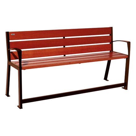 Procity Silaos Mobility Seat Bench (1.8m / Mahogany Stained PEFC Oak Slats / Corten Effect)