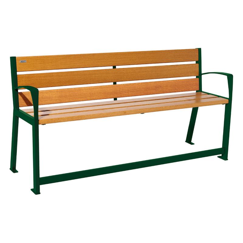 Procity Silaos Mobility Seat Bench (1.8m / Light Oak Stained PEFC Oak Slats / Moss Green RAL 6005)