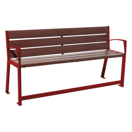 Procity Silaos Mobility Seat Bench (1.8m / Recycled Plastic (HPL) Slats / Maroon RAL 3004)