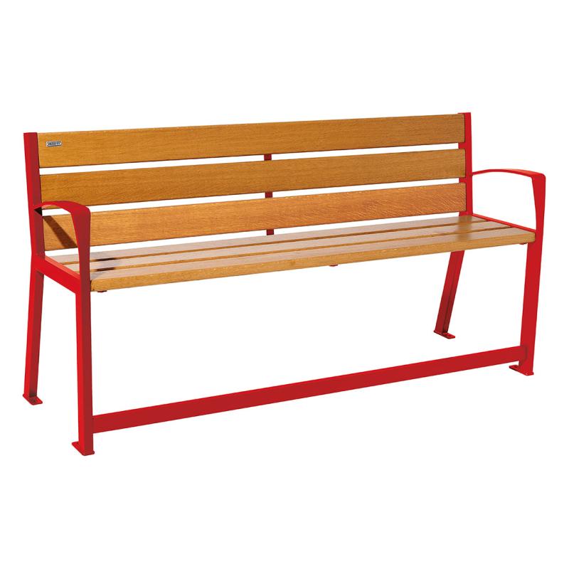 Procity Silaos Mobility Seat Bench (1.8m / Light Oak Stained PEFC Oak Slats / Traffic Red RAL 3020)