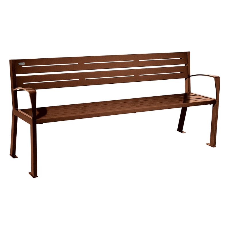 Procity Silaos All Steel Seat Bench 1.8m (With Armrests / 5 / Chocolate Brown RAL 8017)