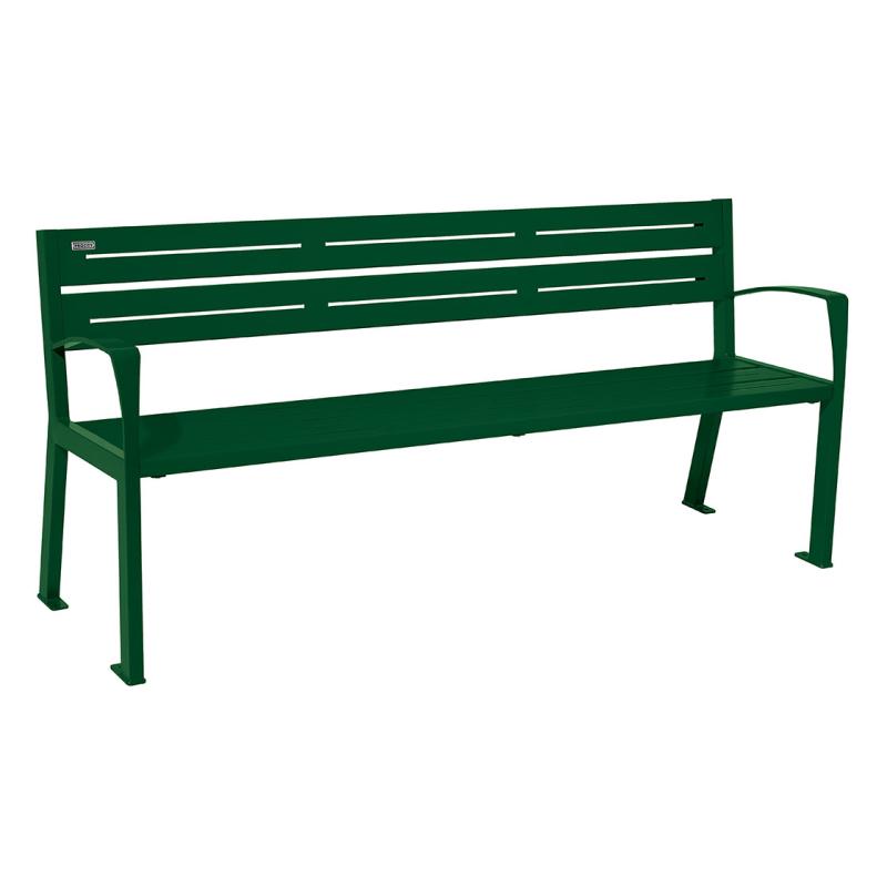 Procity Silaos All Steel Seat Bench 1.8m (With Armrests / 5 / Moss Green RAL 6005)