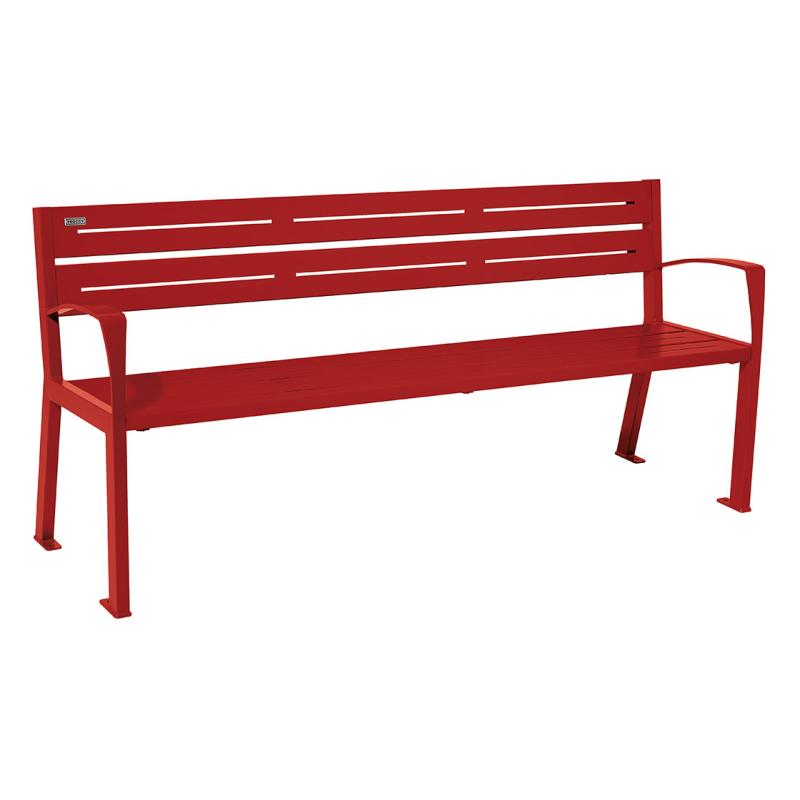 Procity Silaos All Steel Seat Bench 1.8m (With Armrests / 5 / Maroon RAL 3004)