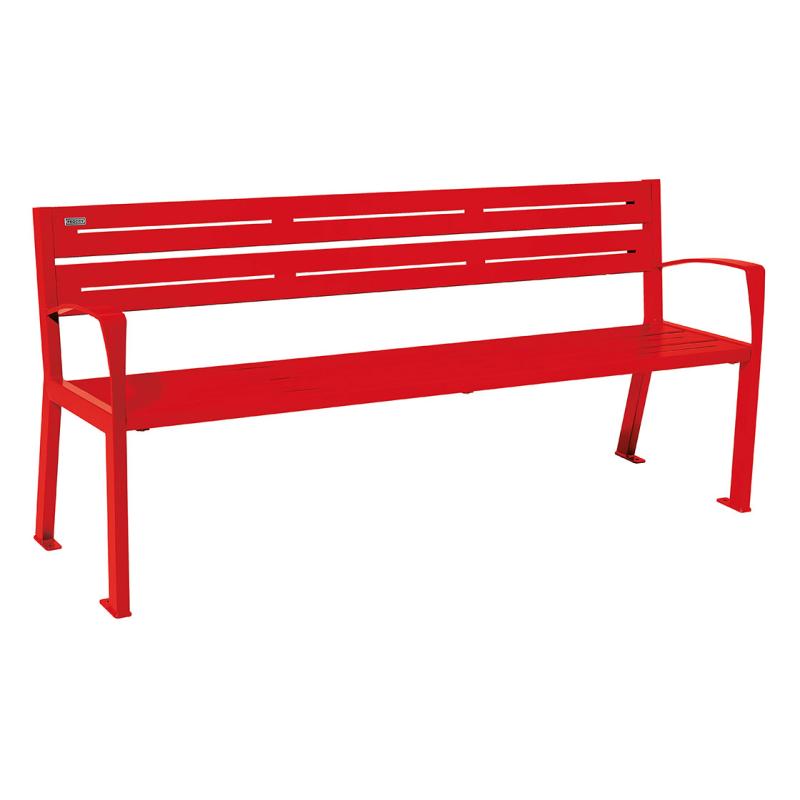 Procity Silaos All Steel Seat Bench 1.8m (With Armrests / 5 / Traffic Red RAL 3020)