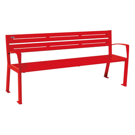 Procity Silaos All Steel Seat Bench 1.8m (With Armrests / 5 / Traffic Red RAL 3020)