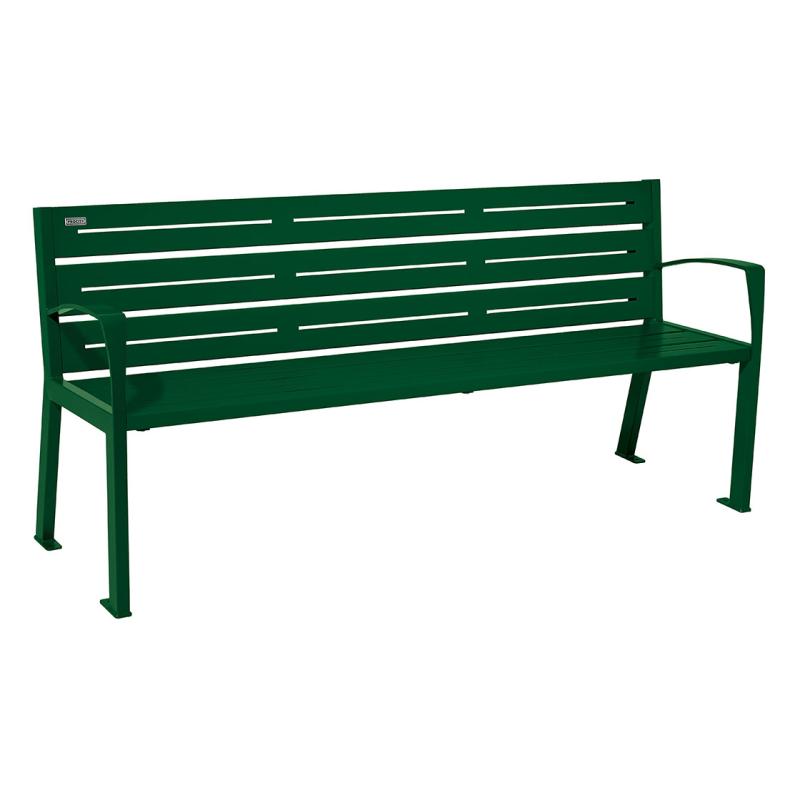 Procity Silaos All Steel Seat Bench 1.8m (With Armrests / 6 / Moss Green RAL 6005)