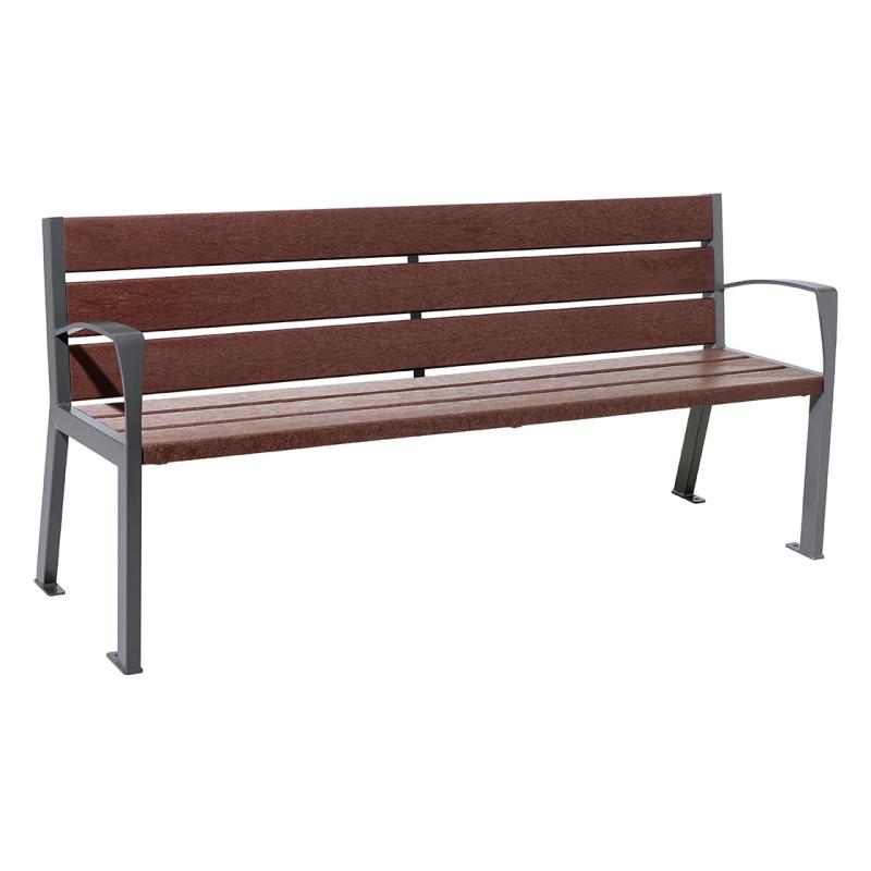 Procity Silaos Steel & Recycled Plastic Seat Bench 1.8m (With Armrests / 6)