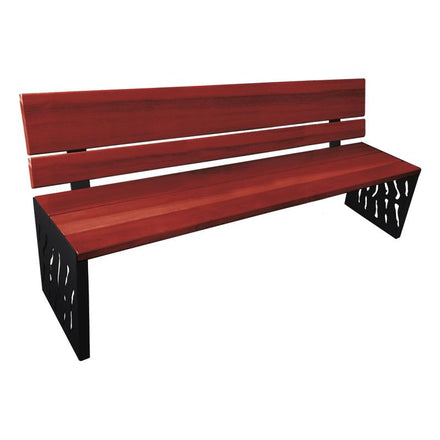 Procity Venice Seat Bench 1.8m (Wood Backed / Mahogany Stained Hardwood Slats / Jet Black RAL 9005)