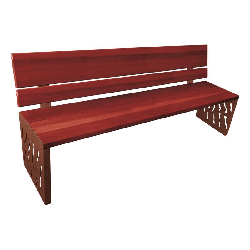 Procity Venice Seat Bench 1.8m (Wood Backed / Mahogany Stained Hardwood Slats / Corten Effect)