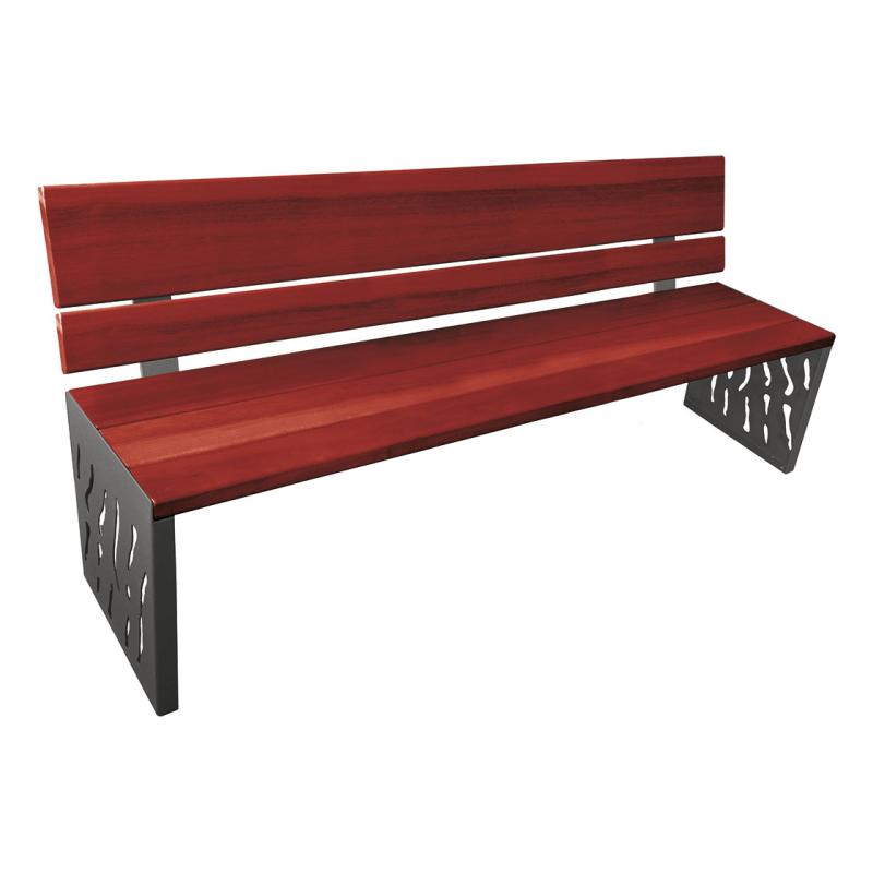 Procity Venice Seat Bench 1.8m (Wood Backed / Mahogany Stained Hardwood Slats / Procity Grey)