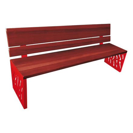 Procity Venice Seat Bench 1.8m (Wood Backed / Mahogany Stained Hardwood Slats / Traffic Red RAL 3020)