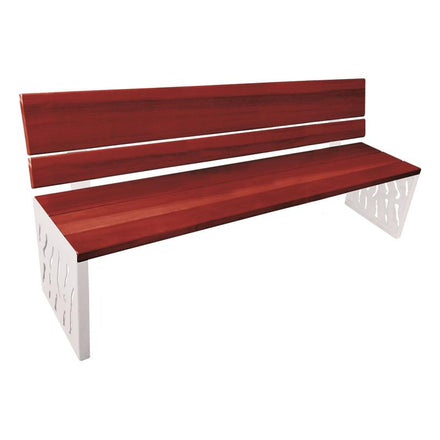 Procity Venice Seat Bench 1.8m (Wood Backed / Mahogany Stained Hardwood Slats / Silk Grey RAL 7044)