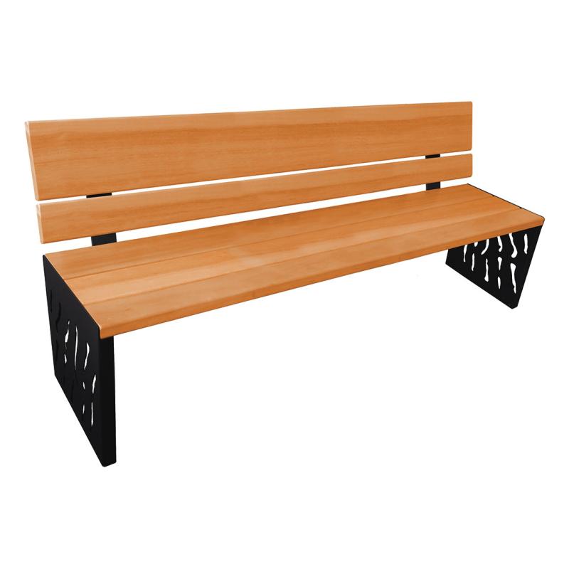 Procity Venice Seat Bench 1.8m (Wood Backed / Light Oak Stained Hardwood Slats / Jet Black RAL 9005)