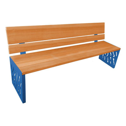 Procity Venice Seat Bench 1.8m (Wood Backed / Light Oak Stained Hardwood Slats / Gentian Blue RAL 5010)