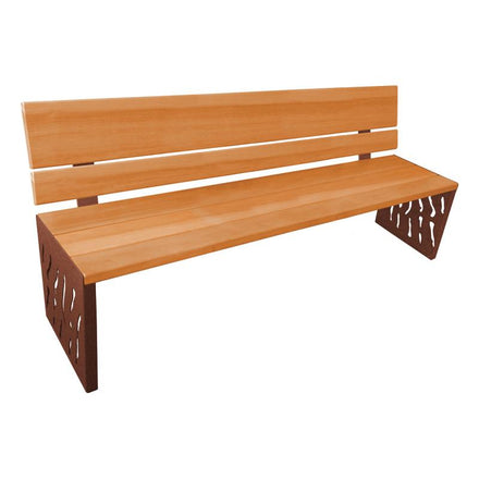 Procity Venice Seat Bench 1.8m (Wood Backed / Light Oak Stained Hardwood Slats / Corten Effect)