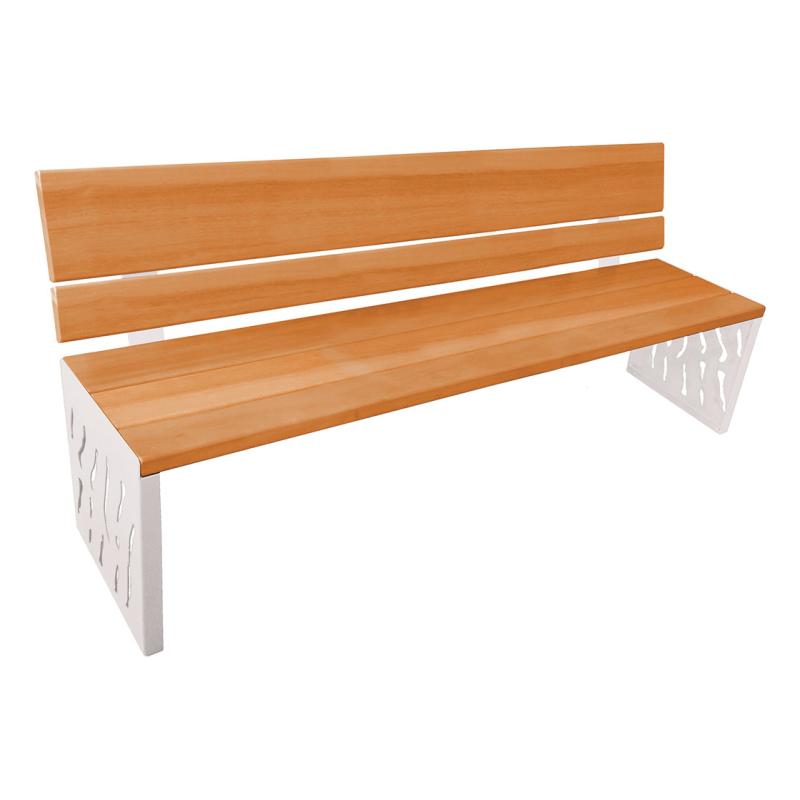 Procity Venice Seat Bench 1.8m (Wood Backed / Light Oak Stained Hardwood Slats / Silk Grey RAL 7044)