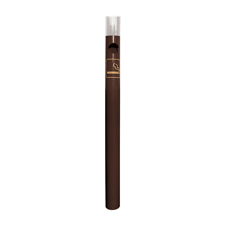 Procity Ashtray Bollard 1.2m (Brushed Stainless Steel / Galvanised & Powder Coated Chocolate Brown RAL 8017)