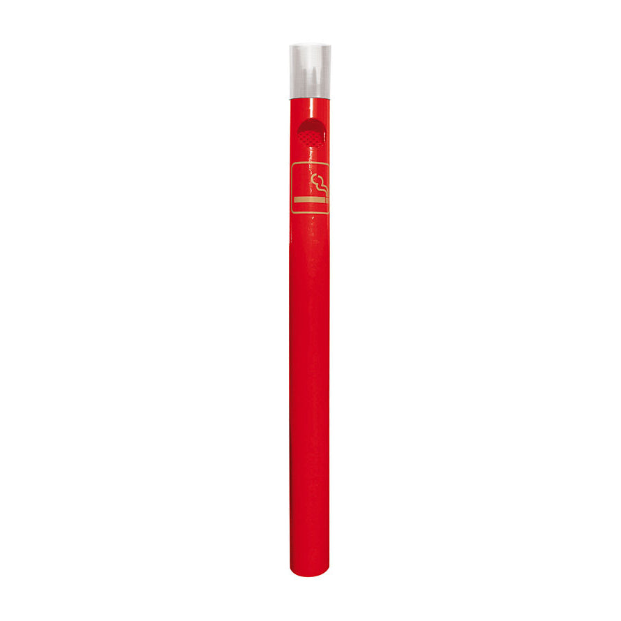 Procity Ashtray Bollard 1.2m (Brushed Stainless Steel / Galvanised & Powder Coated Traffic Red RAL 3020)