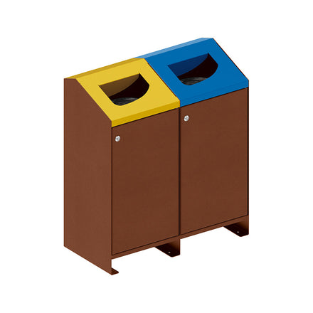 Procity Berlin 100L Selective Sort Recycling Bins Kit (Two Bins / Galvanised & Powder Coated Corten Effect)