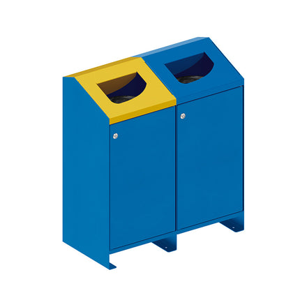 Procity Berlin 100L Selective Sort Recycling Bins Kit (Two Bins / Galvanised & Powder Coated Gentian Blue RAL 5010)