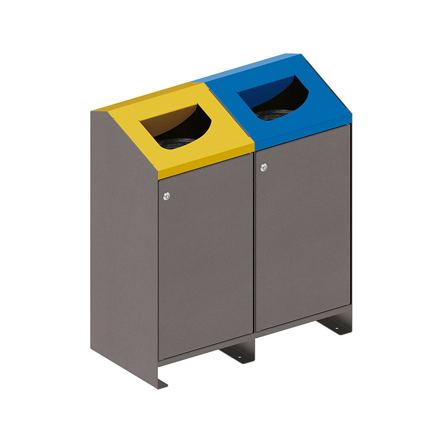 Procity Berlin 100L Selective Sort Recycling Bins Kit (Two Bins / Galvanised & Powder Coated Procity Grey)