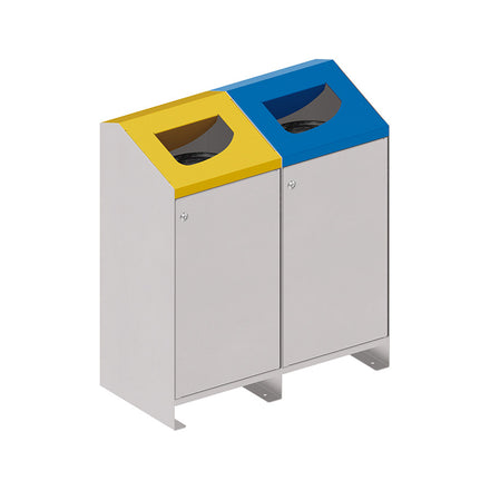 Procity Berlin 100L Selective Sort Recycling Bins Kit (Two Bins / Galvanised & Powder Coated Silk Grey RAL 7044)