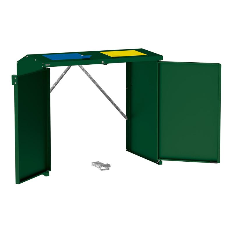 Procity Berlin Wheelie Bin Enclosure (No Backplate / Colour Coded Lids / Galvanised & Powder Coated Moss Green RAL 6005)