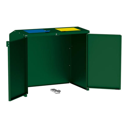 Procity Berlin Wheelie Bin Enclosure (Backplate / Colour Coded Lids / Galvanised & Powder Coated Moss Green RAL 6005)