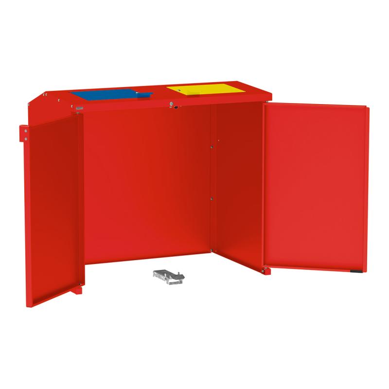 Procity Berlin Wheelie Bin Enclosure (Backplate / Colour Coded Lids / Galvanised & Powder Coated Traffic Red RAL 3020)