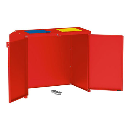 Procity Berlin Wheelie Bin Enclosure (Backplate / Colour Coded Lids / Galvanised & Powder Coated Traffic Red RAL 3020)