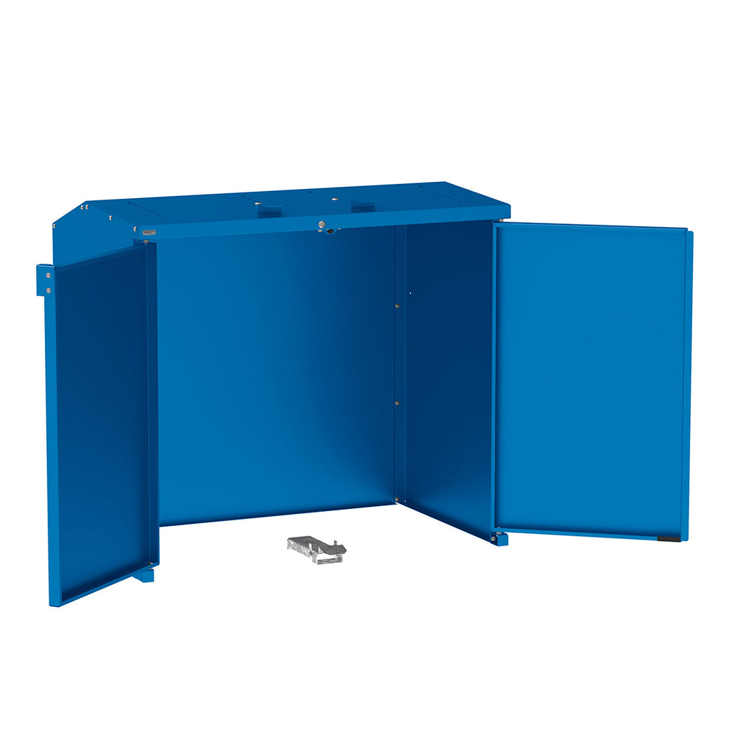 Procity Berlin Wheelie Bin Enclosure (Backplate / Monochrome Lids / Galvanised & Powder Coated Gentian Blue RAL 5010)