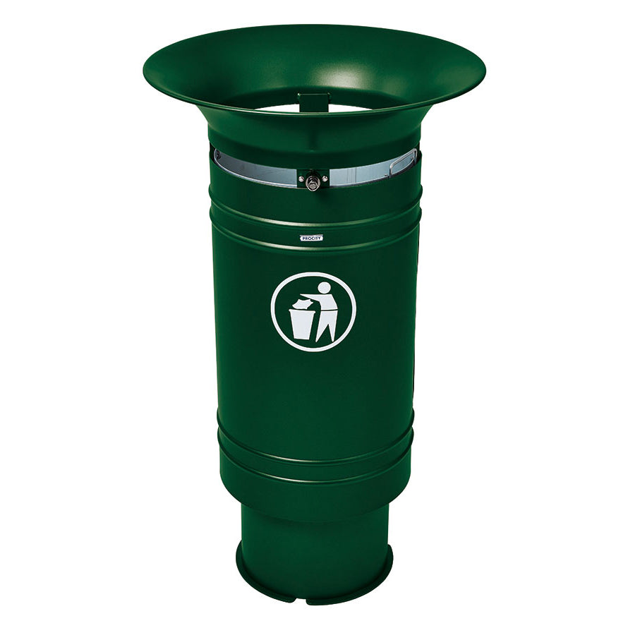 Procity Cergy Litter Bin 60L (Zinc Primed & Painted Moss Green RAL 6005)