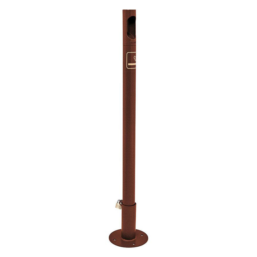 Procity Cigarette Ashtray Bollard (Bolt Down Base Plate Socket / Galvanised & Powder Coated Corten Effect)