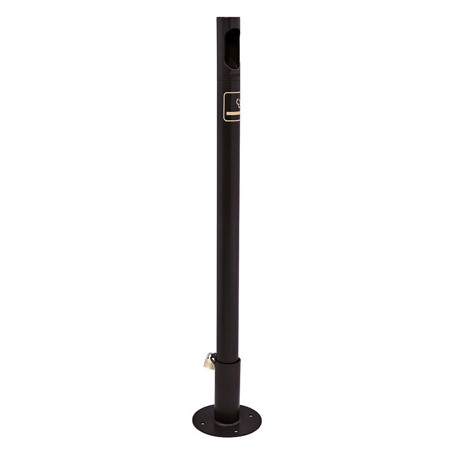 Procity Cigarette Ashtray Bollard (Bolt Down Base Plate Socket / Galvanised & Powder Coated Jet Black RAL 9005)