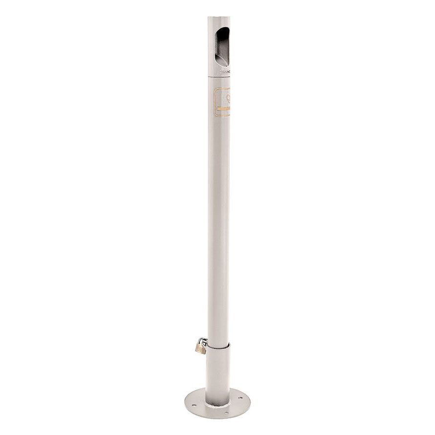 Procity Cigarette Ashtray Bollard (Bolt Down Base Plate Socket / Galvanised & Powder Coated Silk Grey RAL 7044)