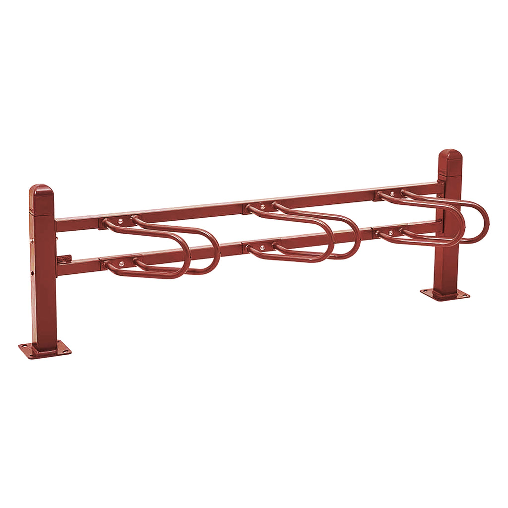 Conviviale Bike Rack 3 Space - Galvanised & Painted (Maroon RAL 3004)