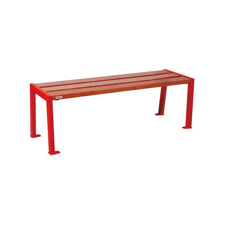 Procity Silaos Backless Bench (1.2m / Mahogany Stained PEFC Oak Slats / Traffic Red RAL 3020)