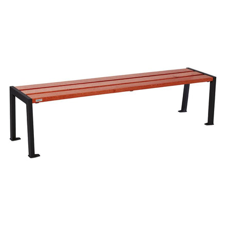 Procity Silaos Backless Bench (1.8m / Mahogany Stained PEFC Oak Slats / Jet Black RAL 9005)