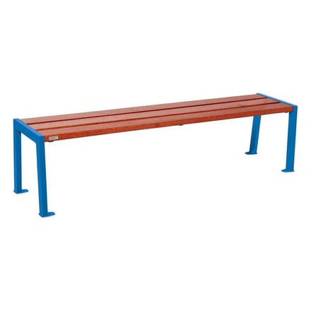 Procity Silaos Backless Bench (1.8m / Mahogany Stained PEFC Oak Slats / Gentian Blue RAL 5010)