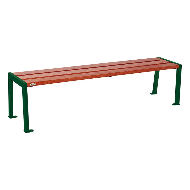 Procity Silaos Backless Bench (1.8m / Mahogany Stained PEFC Oak Slats / Moss Green RAL 6005)