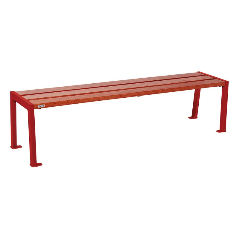 Procity Silaos Backless Bench (1.8m / Mahogany Stained PEFC Oak Slats / Maroon RAL 3004)